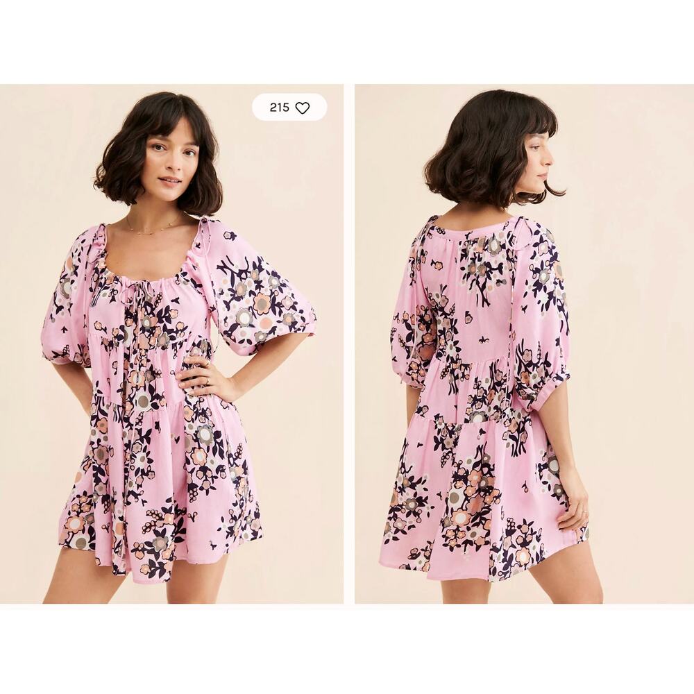 Kinga Csilla Lennon Liberty Babydoll Mini Dress Pink L‎ — Boho Romantic